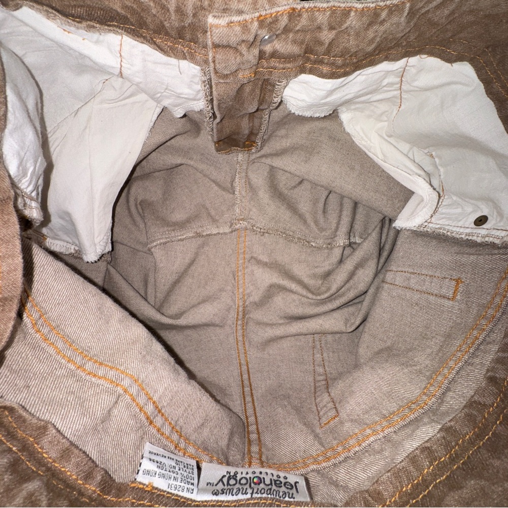 Newport News Taupe Brown Ruched Tapered Leg Denim Jeans (10) - Picture 11 of 16
